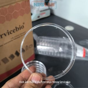Hình ảnh thực tể kiểm tra độ trong suốt của đĩa Petri nhựa 90mm Servicebio