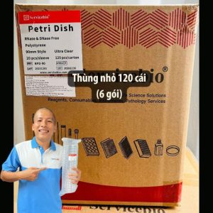 Hình ảnh thực tế thùng 120 cái đĩa Petri nhựa 90mm Servicebio